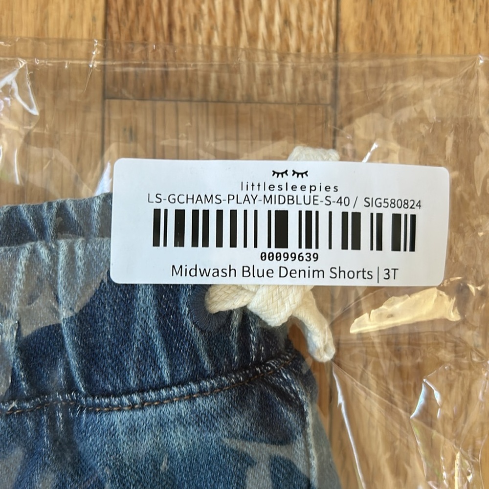 *Never Opened* Little Sleepies Play Midwash Blue Denim Shorts - Picture 2 of 3